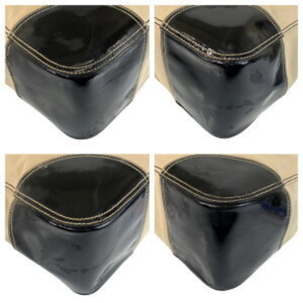 Prada Triangular Beige Black Canvas Tote Bag - image 4